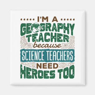 Jag är Geography Teacher Funny Heroes-uppskattning Magnet
