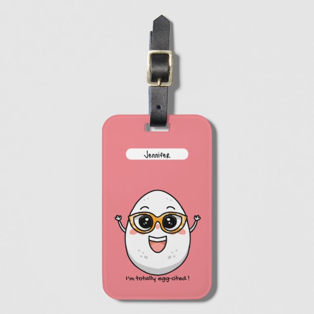 Jag är glad att ha ägg med glasögon. bagagebricka (Framsida vertikal)