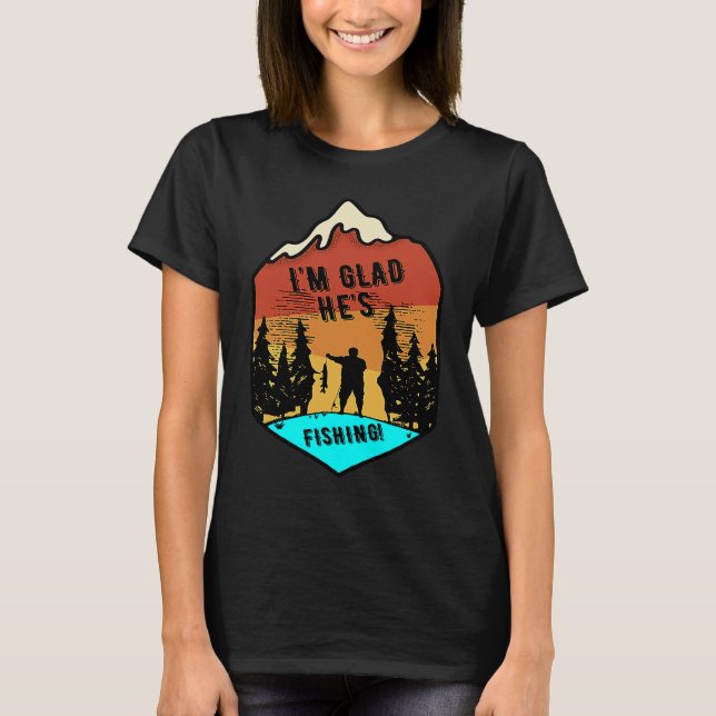 Jag är glad att han fiskar t shirt (Framsida)