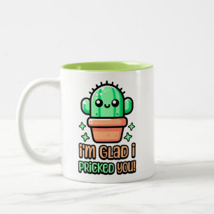 Jag är glad att jag är stolt över dig! Cute Cactus Två-Tonad Mugg