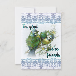 Jag är glad att vi är "Friends Blue Birds Small" Tack Kort