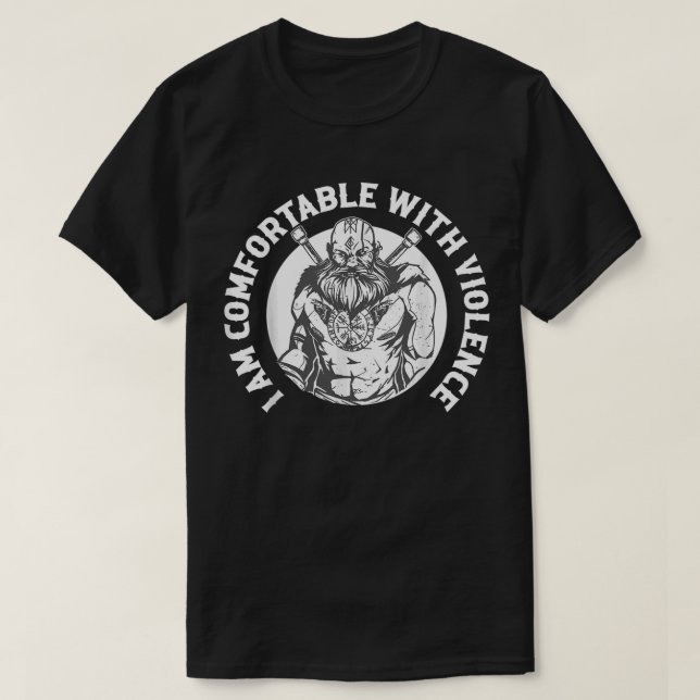 Jag är glad över att våldet ser normalt ut t shirt (Design framsida)