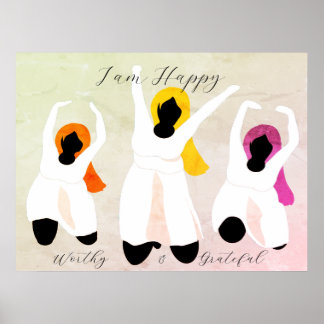 Jag är Glad, Värdig & Tacksam Positiv Affirmation Poster