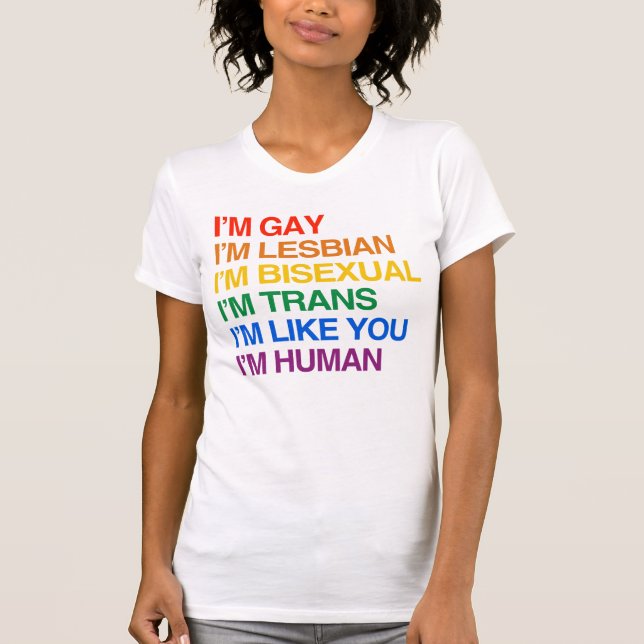 JAG ÄR GLBT JAG ÄR MÄNSKLIG T-Shirt (Framsida)