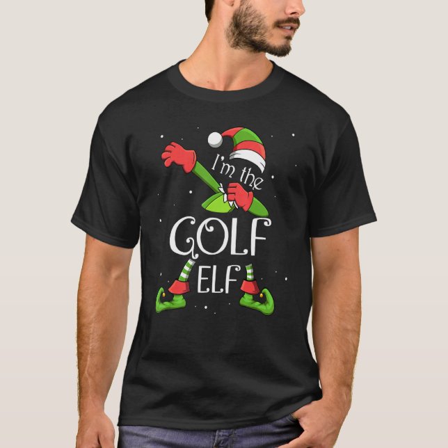 Jag är Golf Elf Dabbing Jultomten Julafton-familje T Shirt (Framsida)