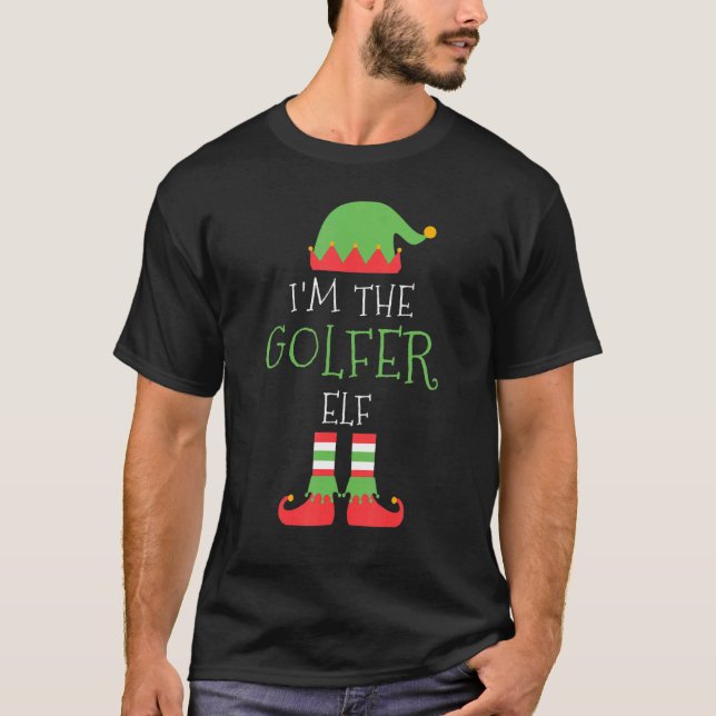 Jag är Golfer Elf-gruppen för julmatchning T Shirt (Framsida)