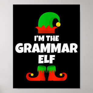 Jag är Grammatikälva Familj Pyjamas Jul Englie Poster