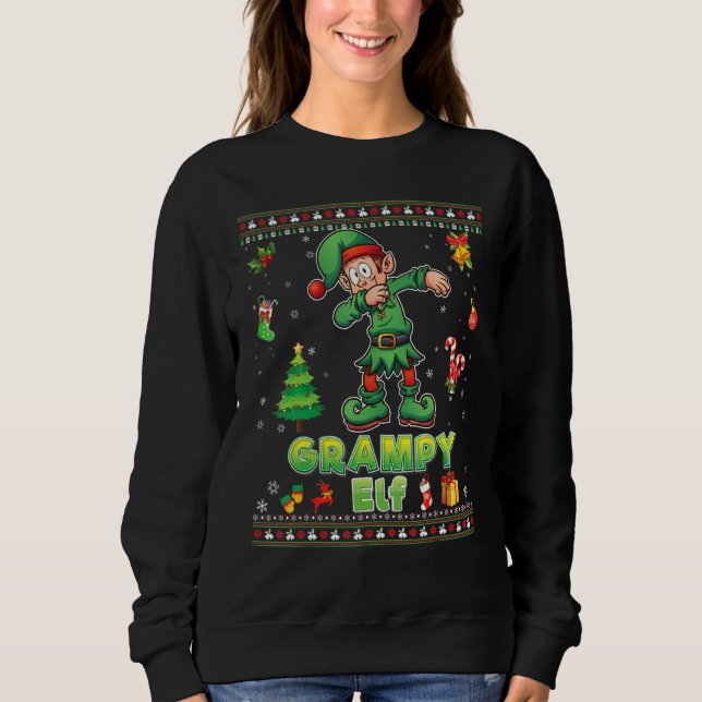 Jag är Grampy Elf Dabbing Family God jul T Shirt (Framsida)