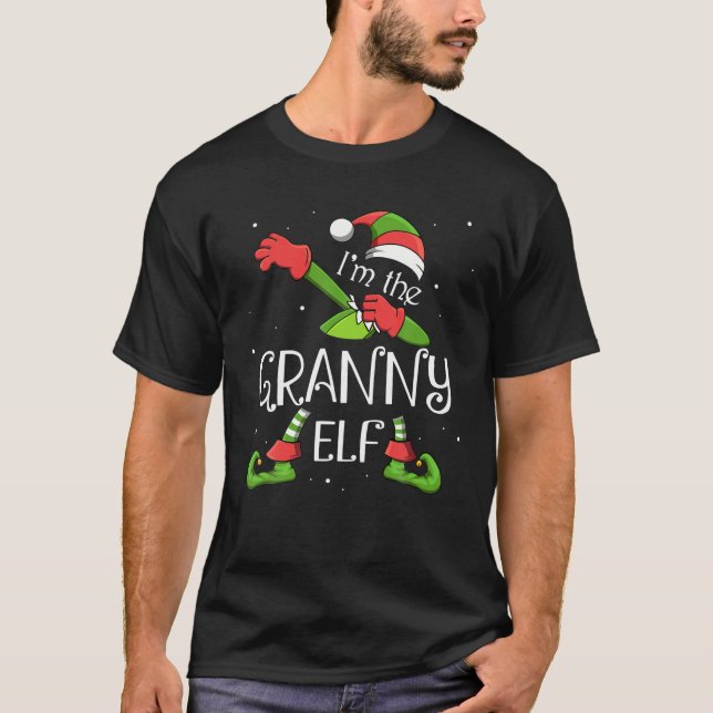 Jag är Granny Elf Dabbing Jultomten Julafton för T Shirt (Framsida)