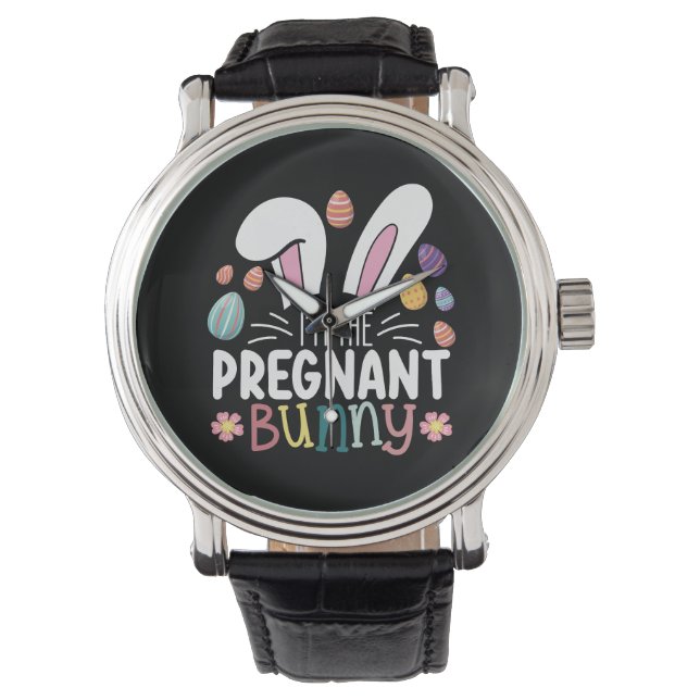 Jag är Gravid Bunny Påsk-familjen i Mamma. Armbandsur (Framsida)