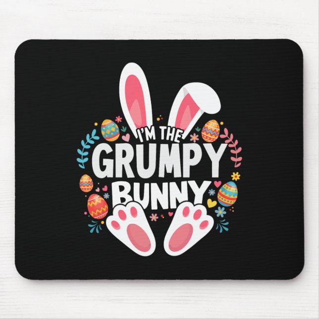 Jag är Grumpy Bunny Matching Påsk-familjen Musmatta (Framsidan)