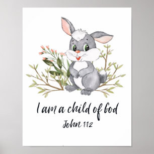 Jag är Guds barn, barnens bibelverse, skript Poster