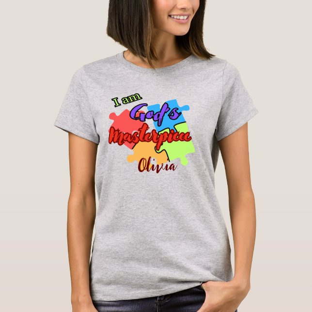 "Jag är Guds mästerverk" personlig T-shirt (Framsida)
