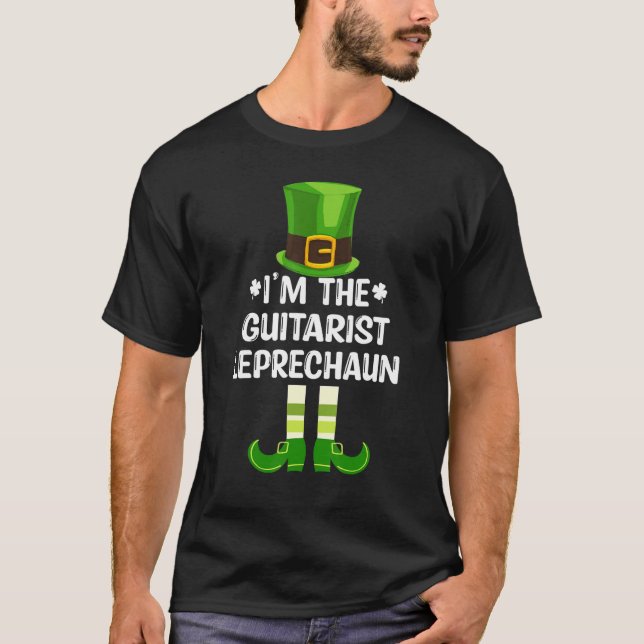 Jag är Guitarist Leprechaun Funny St patricks day T Shirt (Framsida)