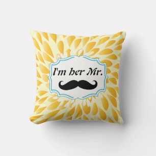 Jag är Gult Modern Blommigt Pillow. Kudde