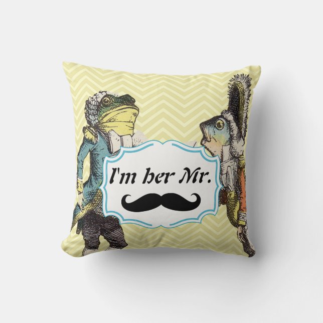 Jag är Gulten Mustard Mustache Blommigt Pillow Kudde (Framsida)
