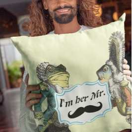 Jag är Gulten Mustard Mustache Blommigt Pillow Kudde