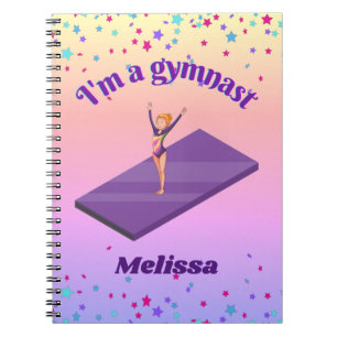 Jag är Gymnast - Girl w/Leotard på Lila Gym Mat Anteckningsbok