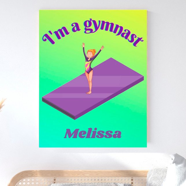 Jag är Gymnast - Girl w/Leotard på Lila Gym Mat Fototryck (Skapare uppladdad)