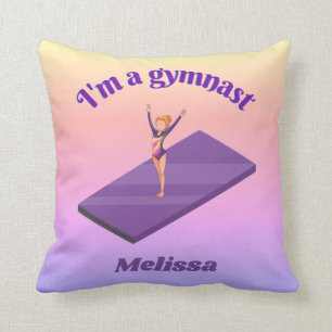 Jag är Gymnast - Girl w/Leotard på Lila Gym Mat Kudde