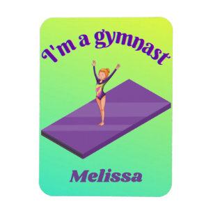 Jag är Gymnast - Girl w/Leotard på Lila Gym Mat Magnet