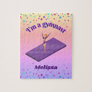 Jag är Gymnast - Girl w/Leotard på Lila Gym Mat Pussel