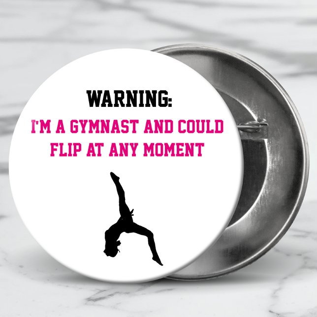 Jag är Gymnast Magenta Gymnastics Roligt Quote Fli Knapp (Skapare uppladdad)