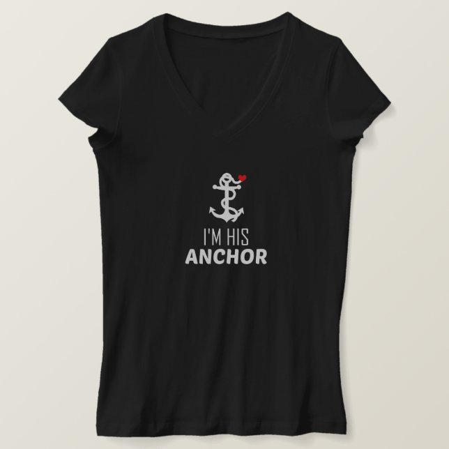 Jag är hans ankare, Par Dag Matching Sailing T Shirt (Design framsida)