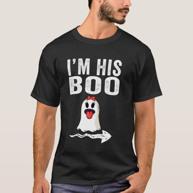 Jag är hans Boo Halloween Matching par Pajamas Gho T Shirt (Framsida)