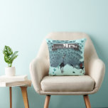 Jag är hans fru Peacock Pillow Kudde<br><div class="desc">Teal Aqua Vintage Modern inbjudningar till fotbolls-bröllop</div>