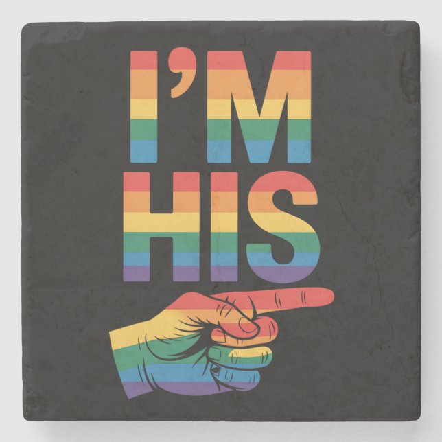 Jag är hans Gay Couple Matching LGBTQ-Pride Stenunderlägg (Framsidan)