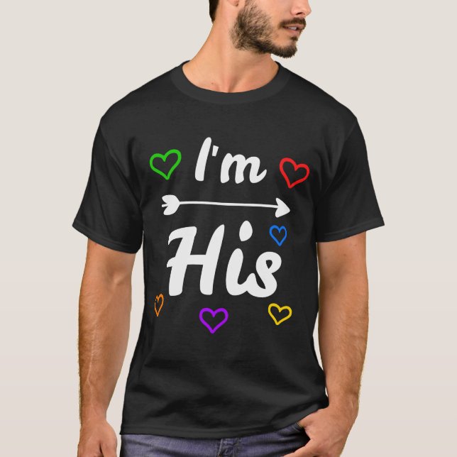 Jag är hans Hes Mine Gay pride HBT-par T Shirt (Framsida)
