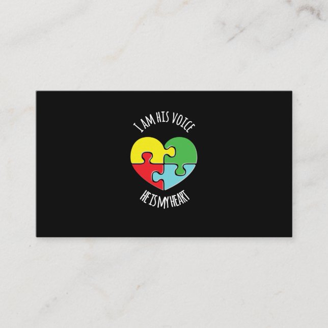 Jag är hans röst Autism Awareness T-Shirt Mamma Pa Visitkort (Framsida)