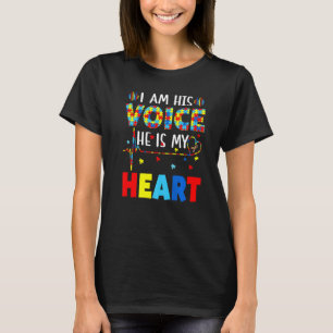 Jag är hans röst han är mitt hjärta Autism Accepta T Shirt