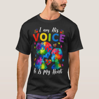 Jag Är Hans Röst Han Är Mitt Hjärta Autism Mamma T Shirt