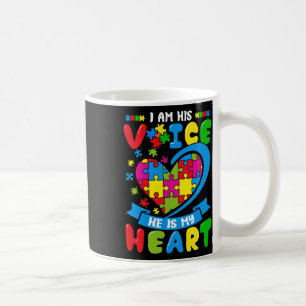 Jag Är Hans Röst Han Är Mitt Hjärta Kärlek Autism Kaffemugg