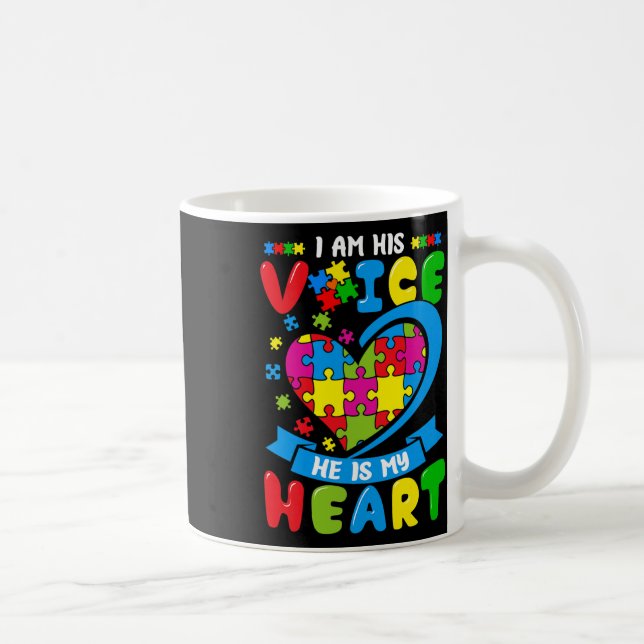 Jag Är Hans Röst Han Är Mitt Hjärta Kärlek Autism  Kaffemugg (Höger)