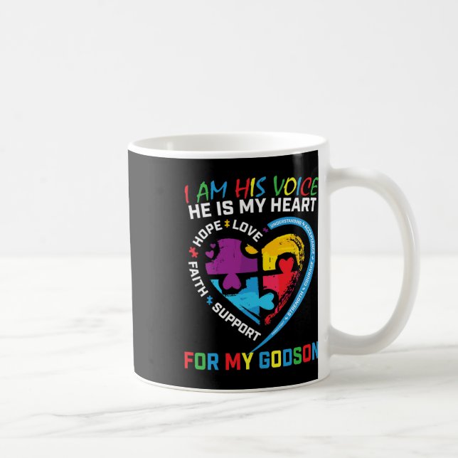 Jag är hans talande Godson Autism Awareness Godmor Kaffemugg (Höger)