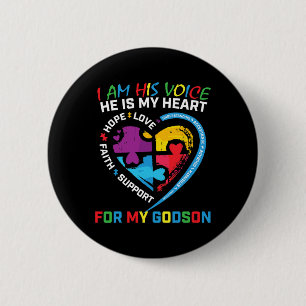 Jag är hans talande Godson Autism Awareness Godmor Knapp