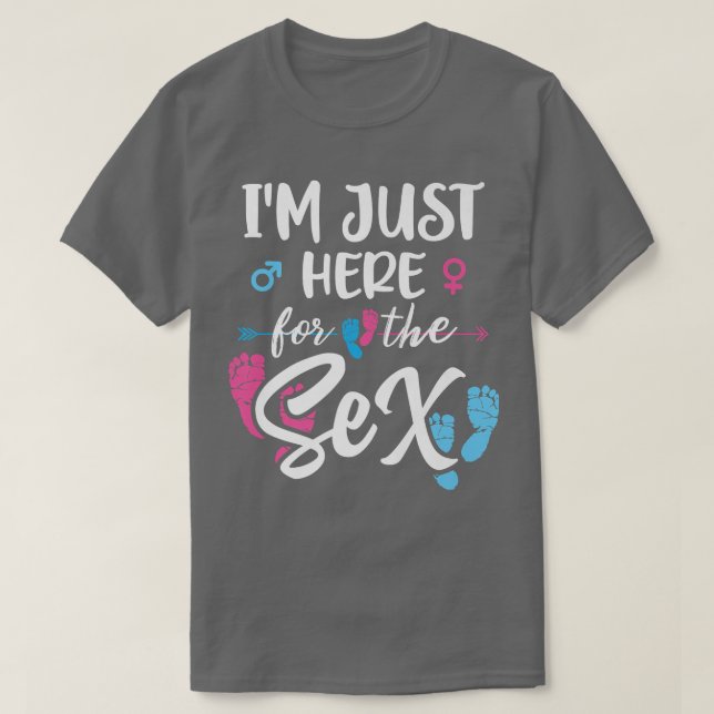 Jag är här bara för Se Gender Reveal Baby Announ T Shirt (Design framsida)