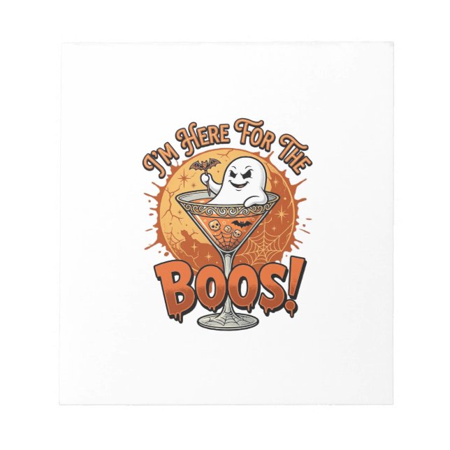 Jag är här Boos Halloween Ghost Drink Spiderweb Ba Anteckningsblock (Framsida)