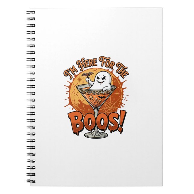 Jag är här Boos Halloween Ghost Drink Spiderweb Ba Anteckningsbok (Framsidan)