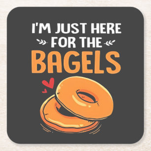 Jag är här för Bagels judiska mat Underlägg Papper Kvadrat