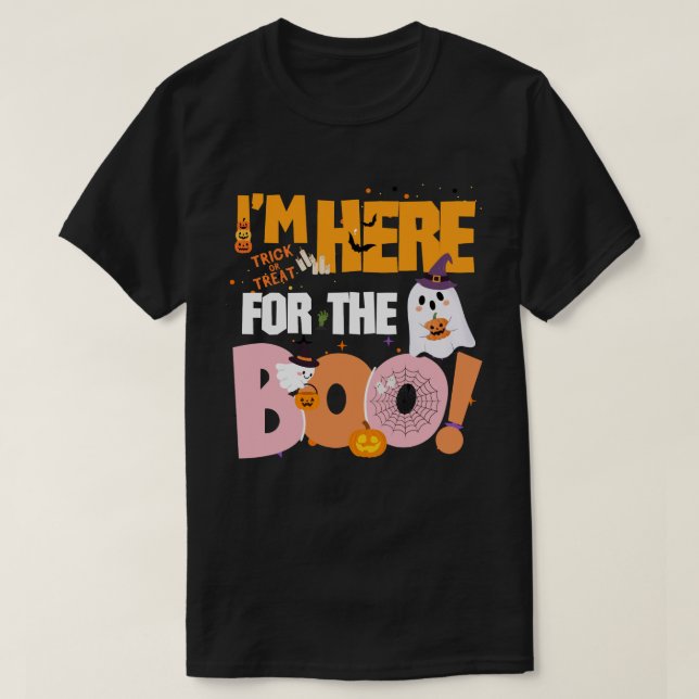 Jag är här för boon! - Halloween Ghost Playful T Shirt (Design framsida)