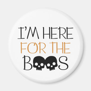 Jag är här för boon - Skull Halloween Pun Magnet