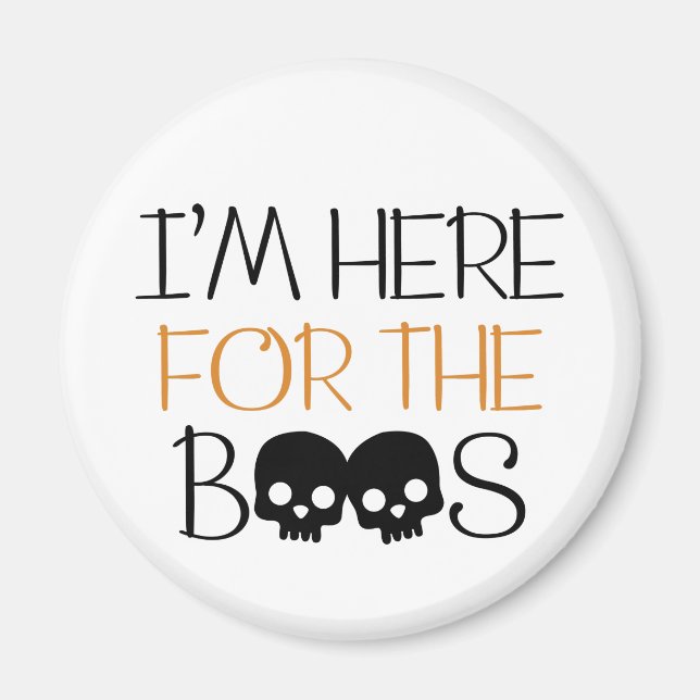 Jag är här för boon - Skull Halloween Pun Magnet (Framsidan)