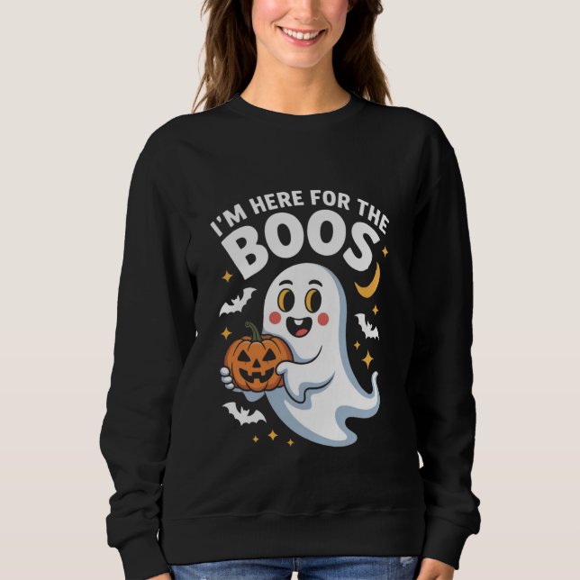 Jag är här för Boos - Funny Halloween-design T Shirt (Framsida)