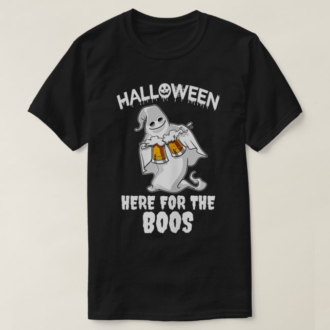 Jag är här för Boos Funny Halloween Ghost C T Shirt (Design framsida)
