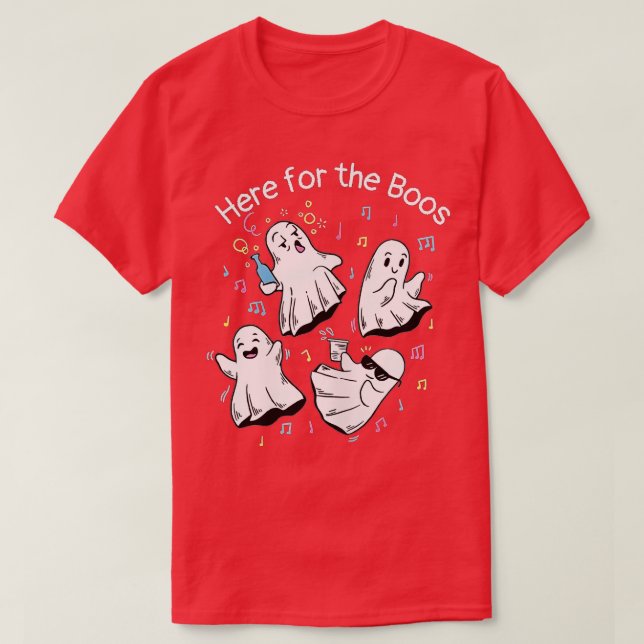 Jag är här för Boos Funny Halloween Ghost C T Shirt (Design framsida)