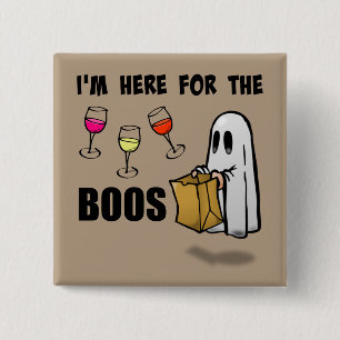 Jag är här för Boos Funny Halloween Ghost Knapp